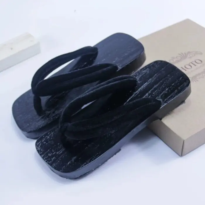 Getas Large Sizes Japan Kimono Shoes Sandals Black