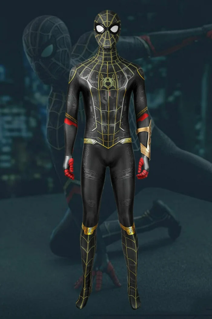 Spider-Man 3 No Way Home Black & Gold Suit Cosplay Costume Body Zentai
