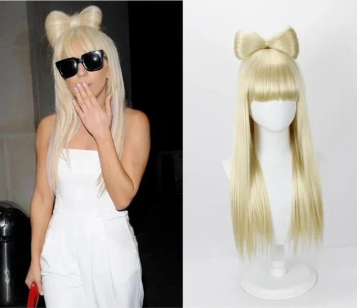 Lady Gaga Bowknot Perücke Wig Cosplay Halloween Party Ball
