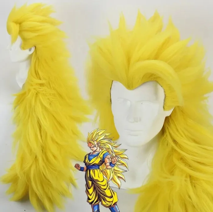 Kakarotto Cosplay Long Wig Goku Super Saiyan 3 Dragon Ball Hair Yellow 130cm