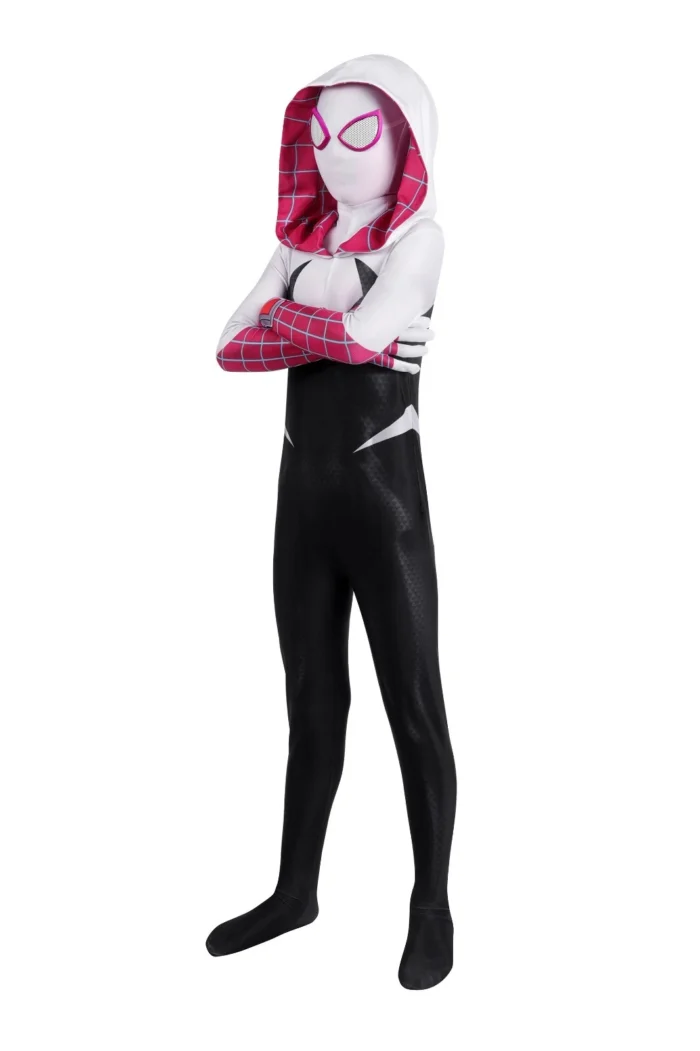 Spider-Man Gwen Cosplay Costume Kid Child Jumpsuit Across the Spider-Verse Jrcos
